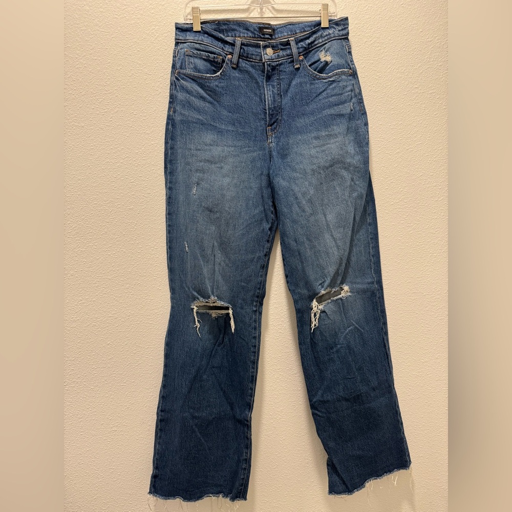 Express Distressed Wide Leg High Rise Jeans